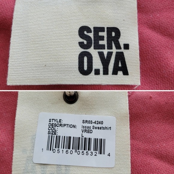 SER.O.YA Issac Collegiate-Inspired Sweatshirt Vintage Red Size L - Picture 9 of 11